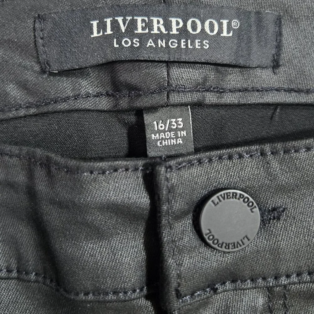 Liverpool Lucy Black Coated Bootcut Mid Rise Pant Capsule Stretch LM4000CBM